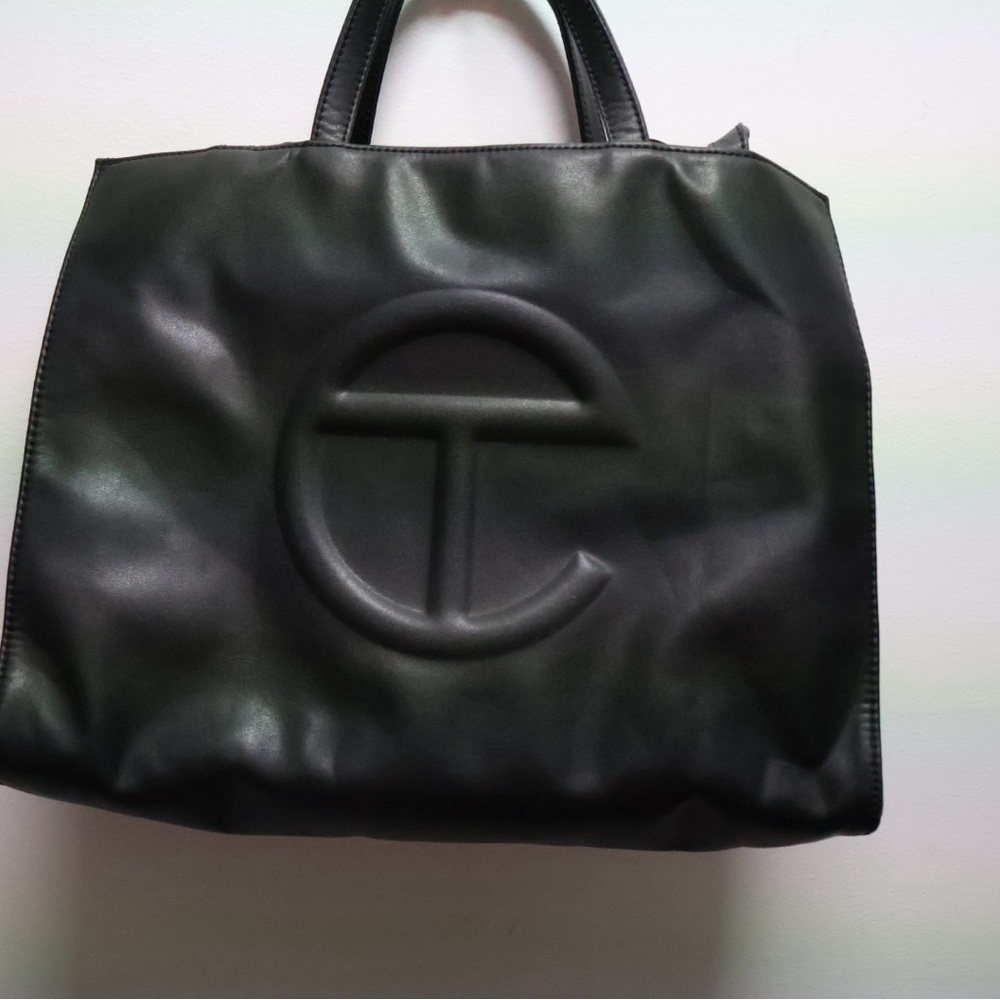 Telfar Black Leather Tote Medium shopping bag